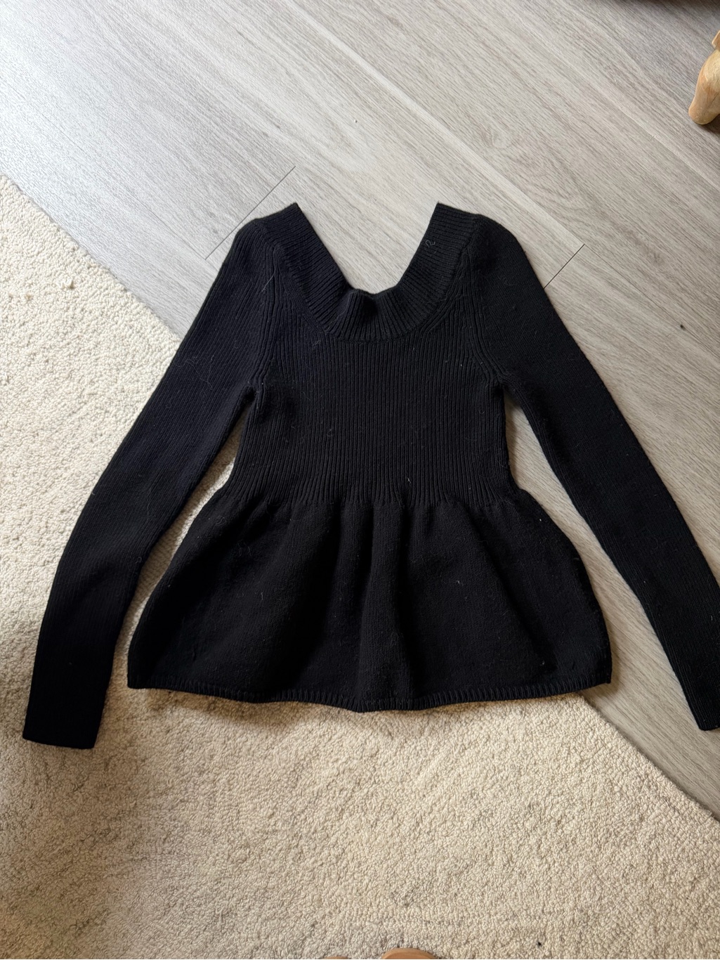 Rebecca Taylor Black Peplum Knit Sweater